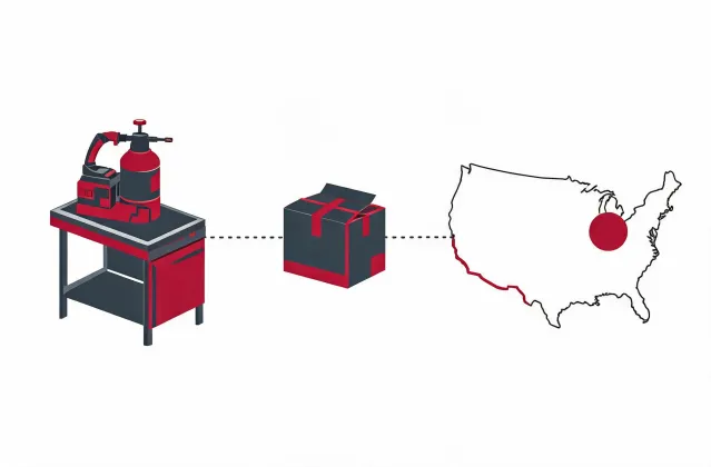 Illustrated shipment route from factory review to buyer destination